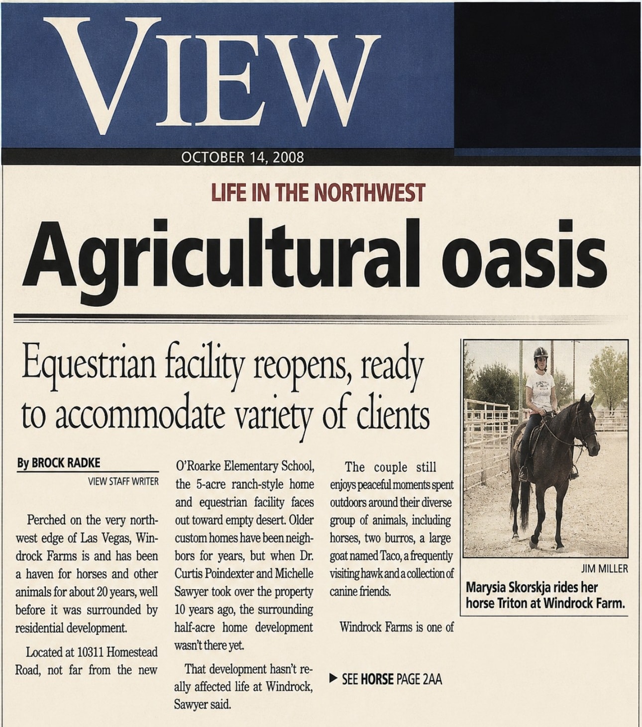 Agricultural Oasis — VIEW newspaper, October 14, 2008, Life in the Northwest